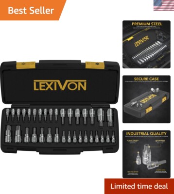 Robust 34-Piece Master Torx Bit Set - Drop-Forged, Chrome Vanadium Steel Sockets