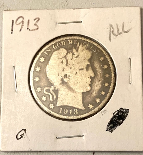 SCARCE DATE 1913 BARBER HALF DOLLAR 90% SILVER GOOD CONDITION