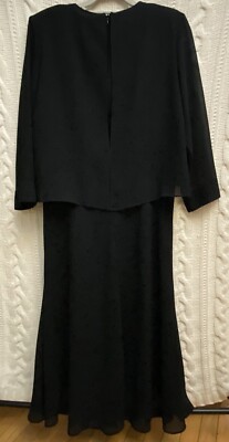 Drapers And Damon Black Evening Gown Dress 14 Vtg USA Sheer Over Cape Goth  | eBay