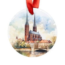WROCLAW POLAND City Skyline, Polish Travel, Personalized Acrylic Ornament Gift