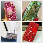 Shoulder PU Leather Women Wallet Cards Magnetic Bling Diamonds Bag Phone Case