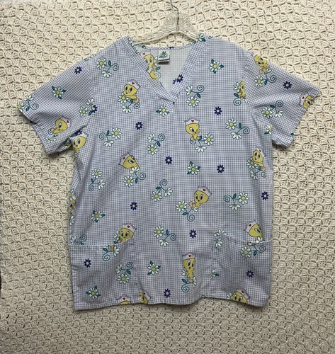Baby Looney Tunes Scrubs Women's Bird Large Scrub Top Short Sleeve