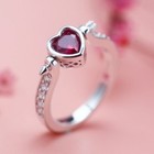 Lovely Cupid Arrow Ring~Heart Shaped Red Zircon~Sterling Silver~9~New~Gift Bag — photo 1