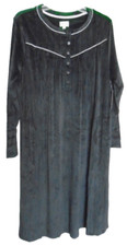 Aria Black Velour Luxurious Nightgown Housedress Loungewear Size L NWT 