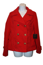 Jack Women’s Button Up Jacket W/ Pockets Peacoat Size Small S Red New Nwt