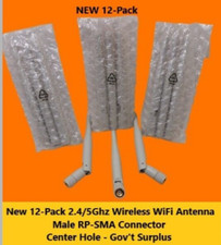 12-Pk New 2.4/5Ghz Wireless WiFi Antenna Male RP-SMA Connector Center Hole