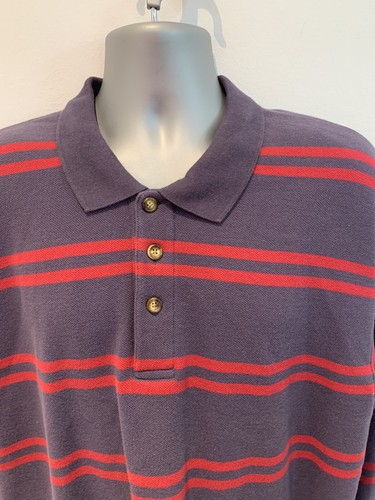 Maglione uomo Orvis Sport Traditions taglia L 3 bottoni Rn70534 righe viola e rosso - Foto 2 di 4