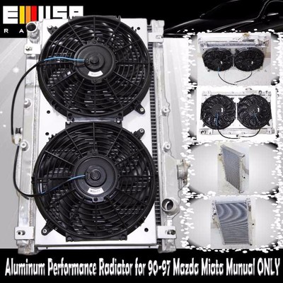 2'' Dual Performance racing RADIATOR+12'' Fan+ Shroud for 90-97 Mazda Miata MT