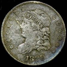 1829 CAPPED BUST HALF DIME SILVER COIN 5C VF DETAIL US#348