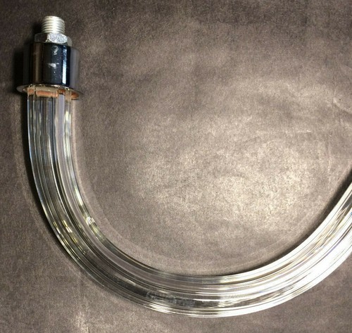 New 8" Fluted Glass Chandelier Arm, Hollow For Wiring, 1/8 IP Threads #FA910 - Picture 4 of 5