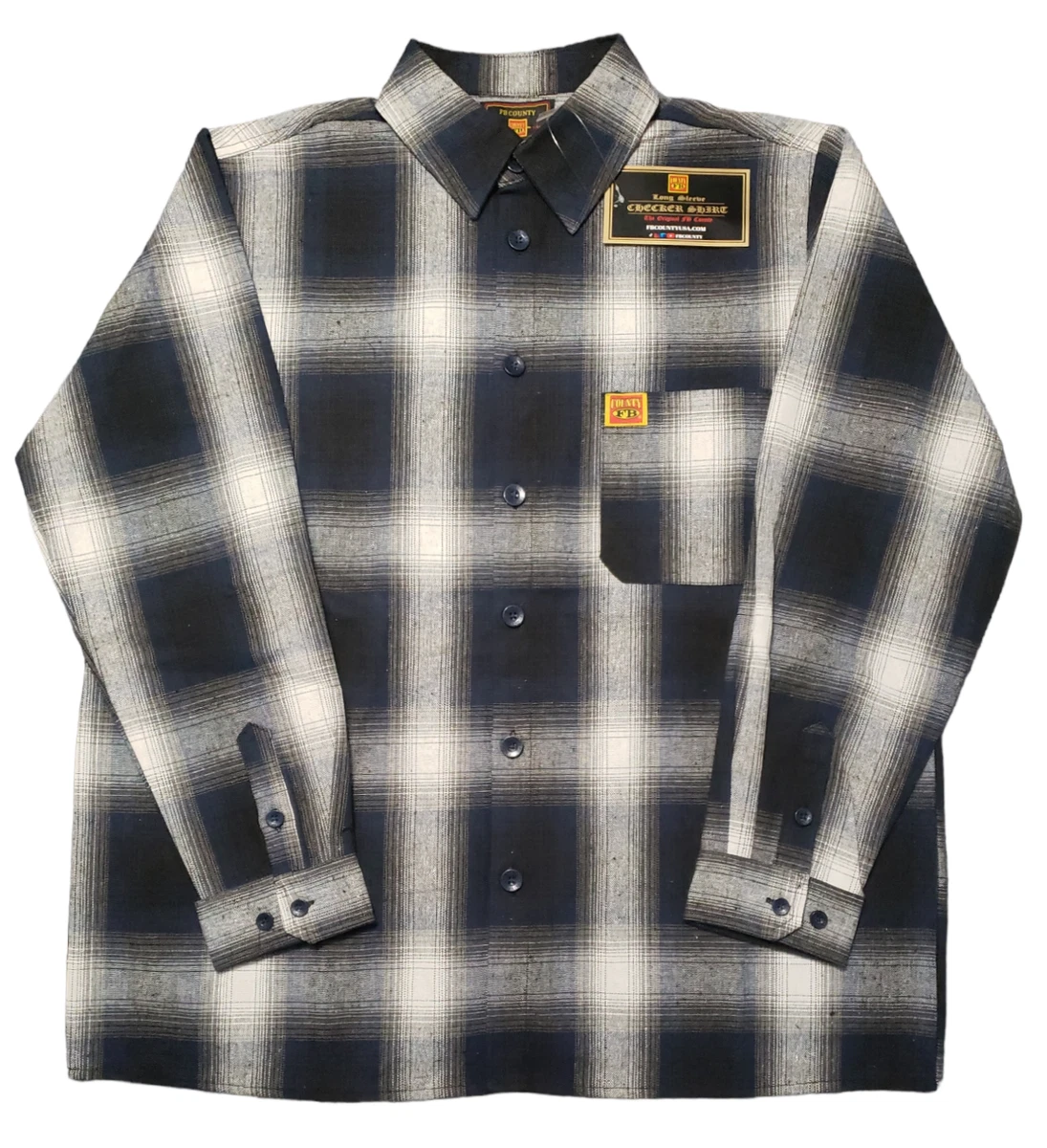 FB COUNTY OMBRE SHIRT OLD SCHOOL OG LOWRIDER CHICANO BIKER FLANNEL
