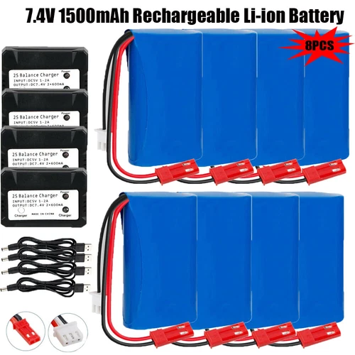 7.4V 1500mAh JST Plug Li-ion Battery With Balance Charger For RC Cars Trucks - Picture 16 of 19