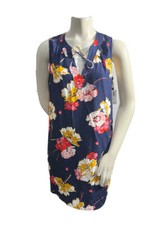 Old Navy Dress Womens size Medium Petite Blue Sleeveless Floral Vneck New