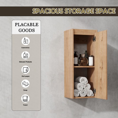 Modern Plywood Floating Wall Cabinet with Door /Shelves Storage Side Cabinet - Picture 4 of 12