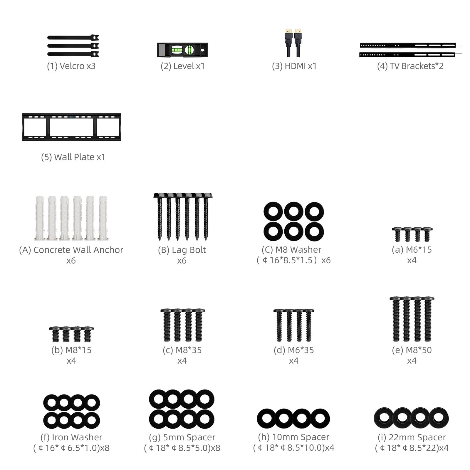 Heavy Duty Fixed TV Wall Mount Bracket, 264 Lbs Capacity 48-120 Inch Extra Large