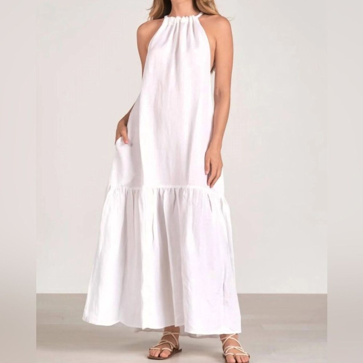 yellow halter long dress Shona Joy La Lune Ruched Halter Maxi Dress in Yellow main image 0