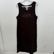 VTG True Blue Casual Sportswear Brown Dress Embroidered Fall Autumn Long Medium