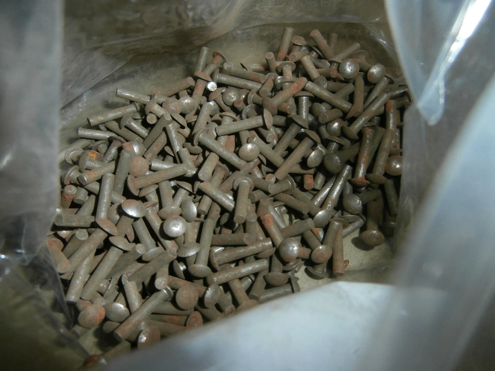 Hundreds Vintage Round Head Small Steel Rivets 1/8" x 5/8" long Lot