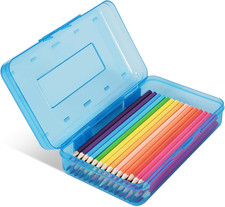 Colored Plastic Pencil Box, Large Capacity Pencil Case for School Use Set