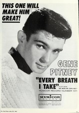 Gene Pitney - 1961 Singer Music Ad - 5 x 7 inch Photo