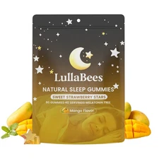 Natural Sleep Gummies - 90 Servings -Sweet Mango Star (Melatonin-free)