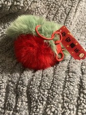 Fluffy Peace & Joy Cherry Shaped Bag Charm Or Key Chain