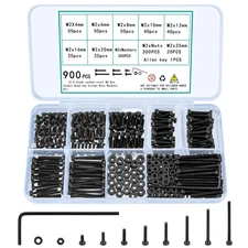 900 Pcs M2 Screws Bolts and Nuts Assortment Kit, Small Hex Socket Head Cap Screw