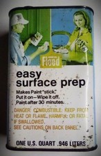 Vintage 1970's FLOOD Easy Surface Prep 1 Quart Collectible Tin Can Original Cap
