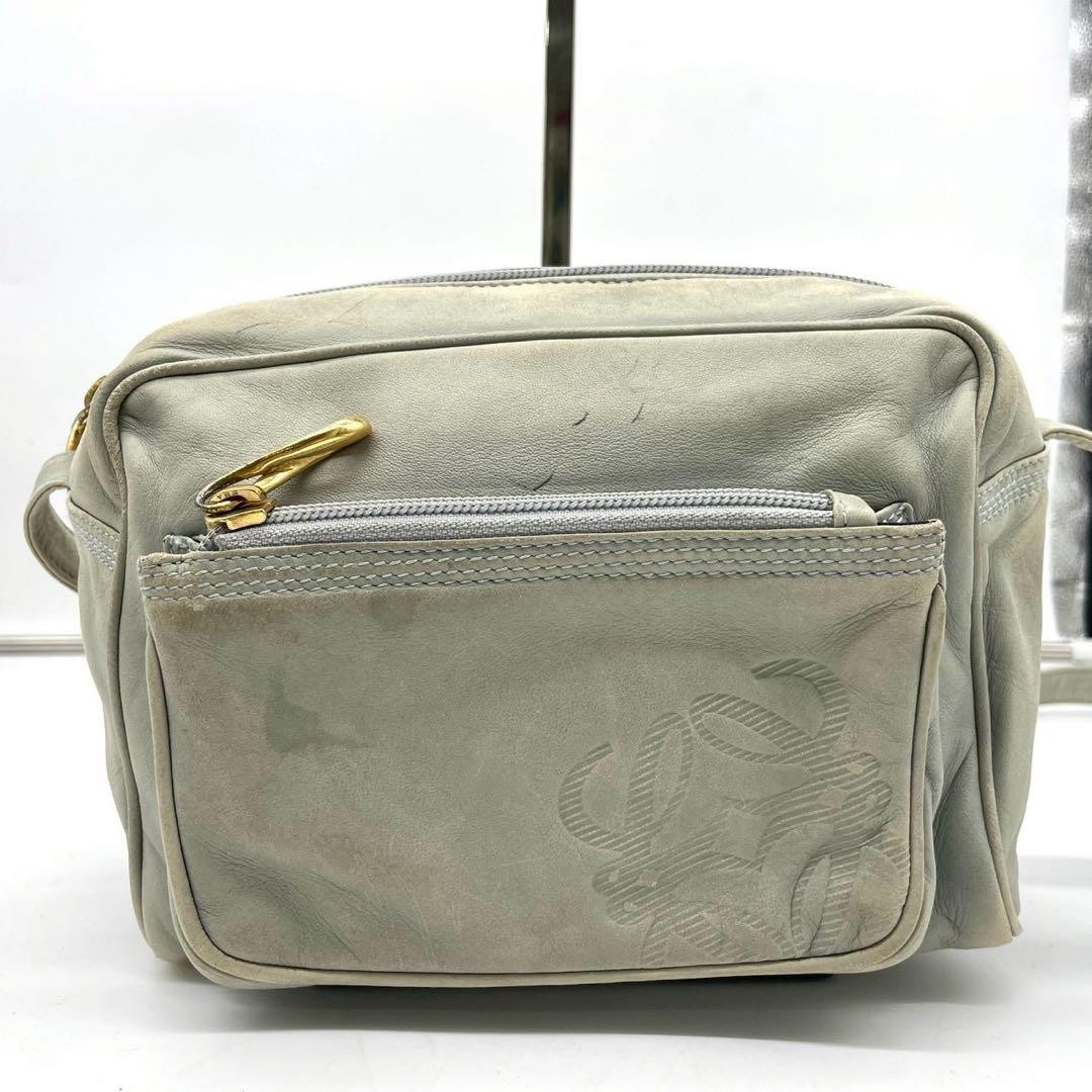 Loewe Anagram Light Gray Leather Camera Shoulder Bag Auth — image 19