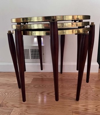 Set of 3 Vtg Mid Century Stacking / Nesting  Round Side Tables
