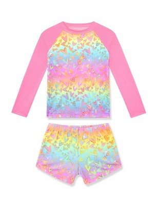 Bathing Suits for Girls Size 9-10 Years Old Summer Beach Swimsuit Rainbow Hea...