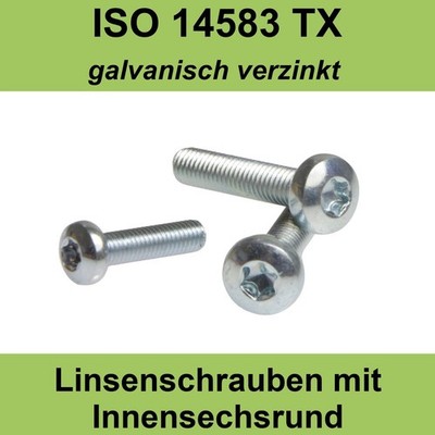 M4 DIN 7985 TX 4.8 verzinkt Linsenkopfschraube Innensechskantrund ISO14583 Stahl