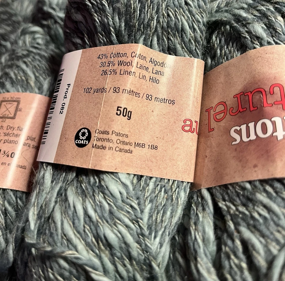 Patons Naturel 12 Skeins Color 827 FERN Cotton/Wool/Linen - Image 2 of 4