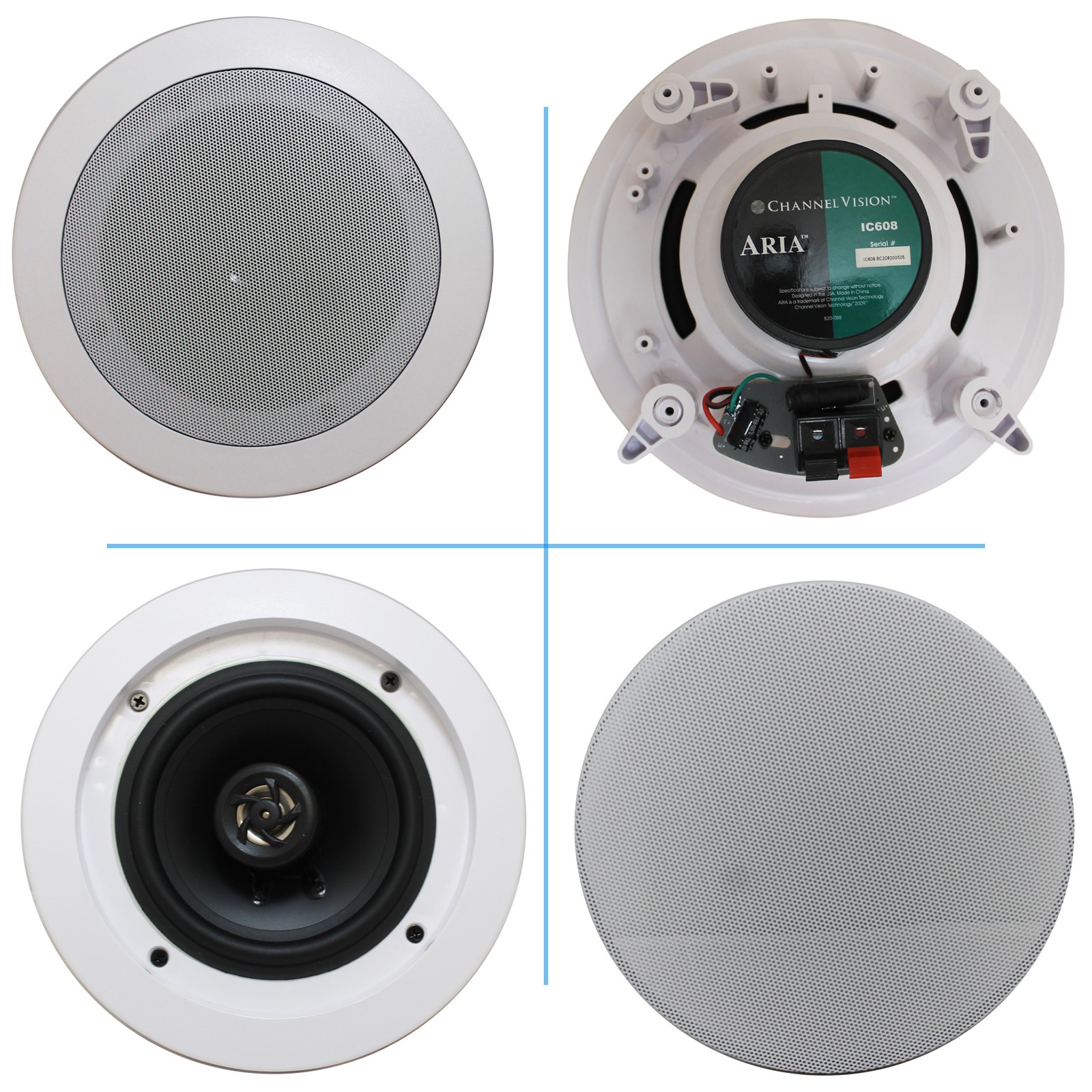 1000W Bluetooth Home Amplifier Receiver USB SD w/ 4 qty x 6.5" Ceiling Speakers