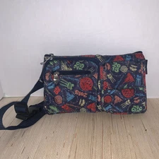 Vtg Walt Disney World 2015 Fanny Pack Pouch Bag Navy Blue/ Multi Colors 11”x6.5”