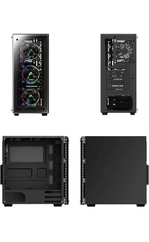 MUSETEX 903-S4 ATX Mid Tower Gaming Computer Case Tempered Glass,Computer Gaming - Image 3 of 4