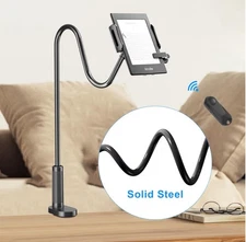 Gooseneck Tablet Holder for Kindle Reading in Bed, Desk Bedside Lazy Arm Stand f