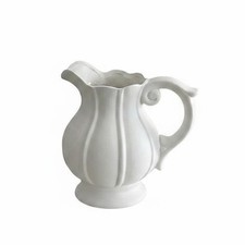 Fluted Flower Pitcher Retro Design Ceramic Pitcher Vase Frosted Finish