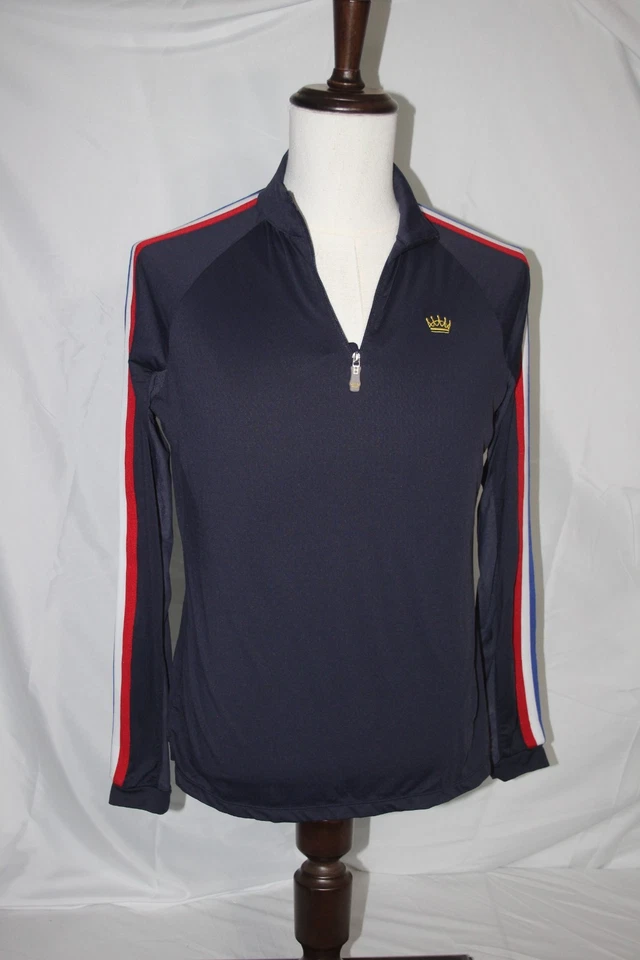 KASTEL DENMARK Mujer L Azul Marino Camiseta de Sol Colección Patriota Cuarto Cremallera Rojo Blanco Foto 4 de 4