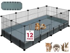 12 Panels Small Animal Playpen, 48" x 24" x 16" Pet Playpen with Waterproof M...