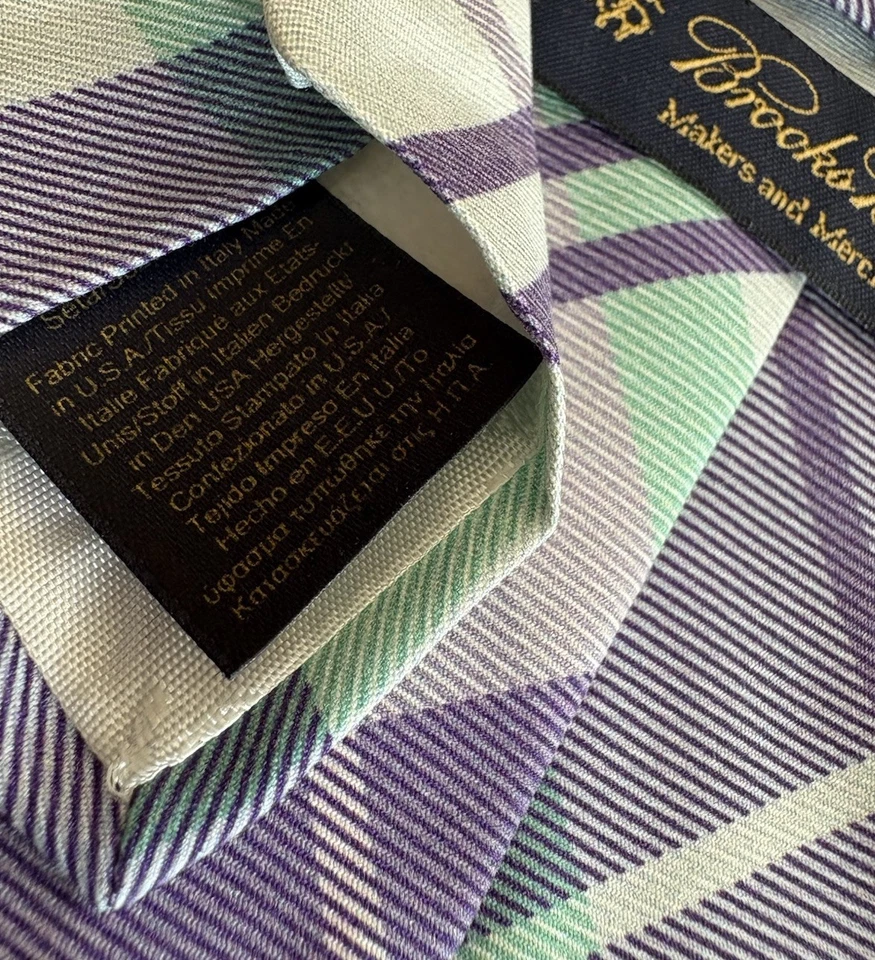 Corbata de seda Brooks Brothers Makers para hombre a cuadros pastel multicolor Foto 4 de 4