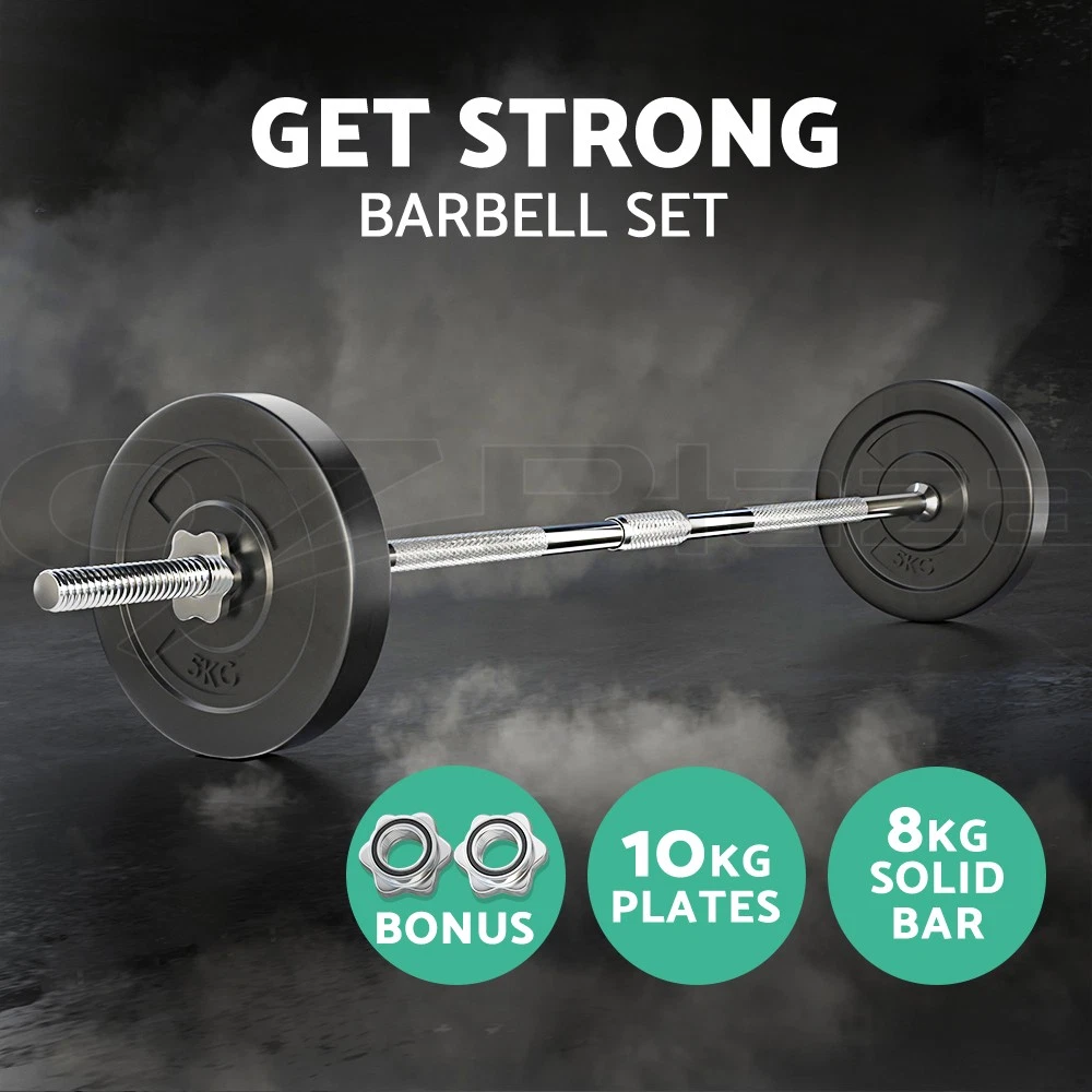 Everfit 18KG Barbell Weight Set Plates Bar Bench Press Exercise Home Gym 168cm