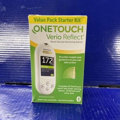 OneTouch Verio Reflect Value Pack Blood Glucose Monitoring System -Open Box