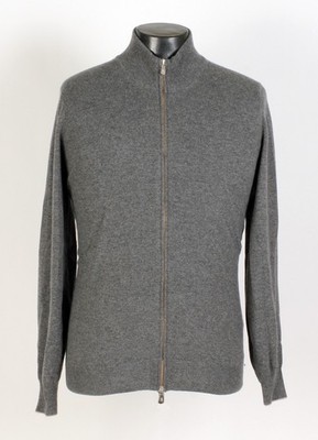 Brunello Cucinelli 100% Cashmere Full Zip Sweater - Gray - M