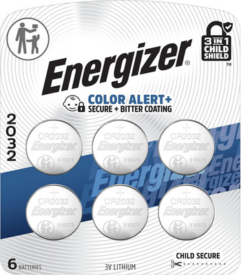 Energizer 2032 Batteries (6 Pack), 3V Lithium Coin Batteries