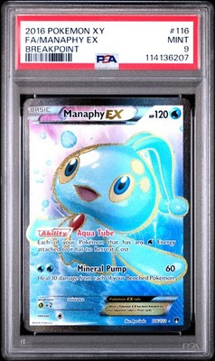 2016 POKEMON XY BREAKPOINT MANAPHY EX #116 FULL ART PSA 9 MINT