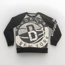Vtg UNK NBA BROOKLYN NETS Sweatshirt Men’s Small Black Gray Basketball