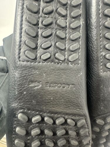 Mocasines Lacoste Concours 118 para hombre talla US 9 zapatos cómodos de cuero negro sin cordones - Imagen 5 de 7