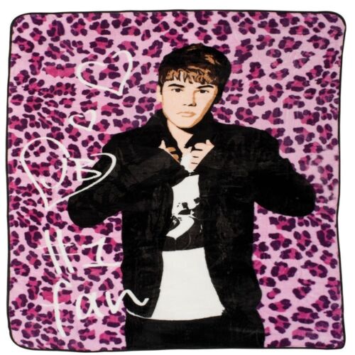 Justin Bieber  Twin Size Pink leopard Plush throw blanket 60x80  - Picture 1 of 1