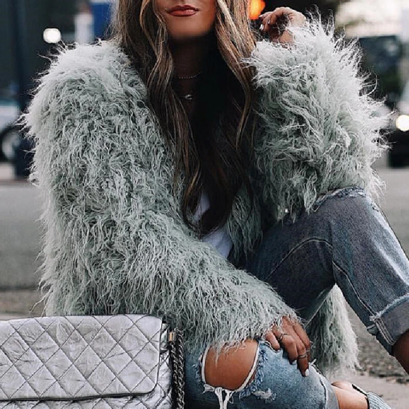Gray faux fur coat sale